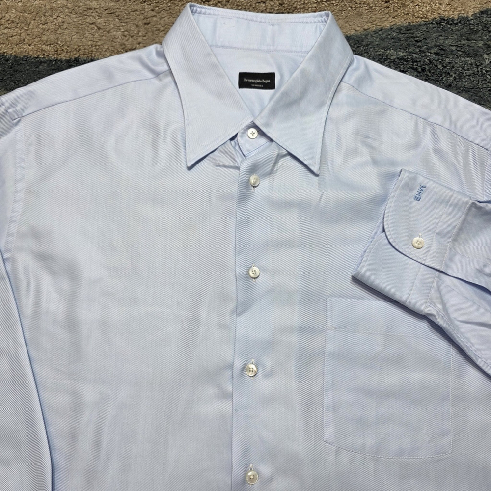 Ermenegildo Zegna Su Misura Light Blue Dress Shirt 100% Cotton XL